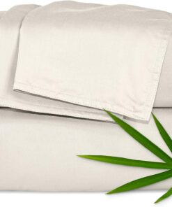 Pure Bamboo King Sheets, Genuine 100% Organic Viscose Derived from Bamboo Bed Sheet Set, Luxuriously Soft & Cooling, Double Stitching, 2 Year Quality Promise (King, Creme)